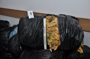 zatrzymana kontrabanda- liście tytoniu 