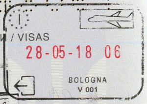 fałszywa odbitka stempla włoskiej kontroli granicznej 