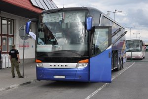 Kontrola graniczna autokarów w Korczowej 