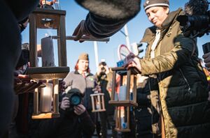 Przekazanie Światła Pokoju na przejściu granicznym w Korczowej (fot. radio.rzeszów.pl) 