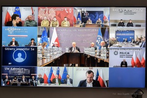 Wideokonferencja dotycząca pryszczycy, fot. Jerzy Żygadło PUW Wideokonferencja dotycząca pryszczycy, fot. Jerzy Żygadło PUW