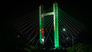 Iluminacje w kolorze zielonym z okazji Święta Straży Granicznej Most Brama Przemyska